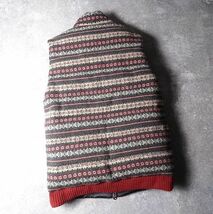 White Mountaineering ホワイトマウンテニアリング WIND STOPPER ウール100% ニットベスト フェアアイル 総柄 2wayジップ (S) ●O-008_画像8