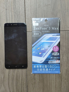 【未使用新品】★Asus Zenfone3 Max ZC553KL 修理・交換用LCD液晶タッチパネル+TPU素材高光沢保護フィルム★