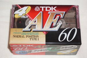 ★　TDK　★　AE　60分　ノーマルポジション　カセットテープ　4巻　【 AE-60X4A 】