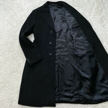 極美品◎アルマーニコレツィオーニ ARMANI COLLEZIONI【極上カシミヤ混】チェスターコート シングル ロング ウール ブラック 黒 46 M位_画像1