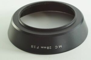 plnyeA012[キレイ 送料無料] MINOLTA MC 28mm F2.8 ミノルタ 径55mm メタルレンズフード