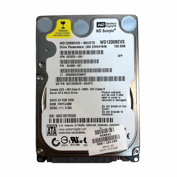 ウエスタンデジタル Western Digital ハードディスクドライブ WD1200BEVS 120GB 2.5インチHDD 