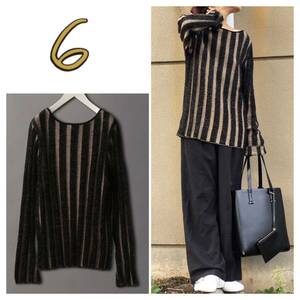 ＜6(ROKU)＞STRIPE LONG SLEEVE KNIT/ニット ¥16,500 ストライプ　ニット　221223