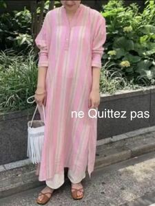 【ne Quittez pas】VOILE STRIPE DRESS(ワンピース) ストライプワンピース　ピンク　230116