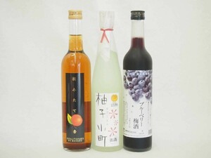 柚子小町+ブルーベリー梅酒+あんずのお酒 500ｍｌ×3本