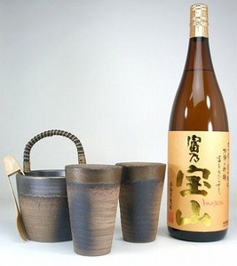 豪華酒器セット陶芸作家 安藤嘉規作（本格芋焼酎 富乃宝山 1800ｍｌ）