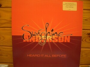 12inchレコード　 SUNSHINE ANDERSON / HEARD IT ALL BEFORE