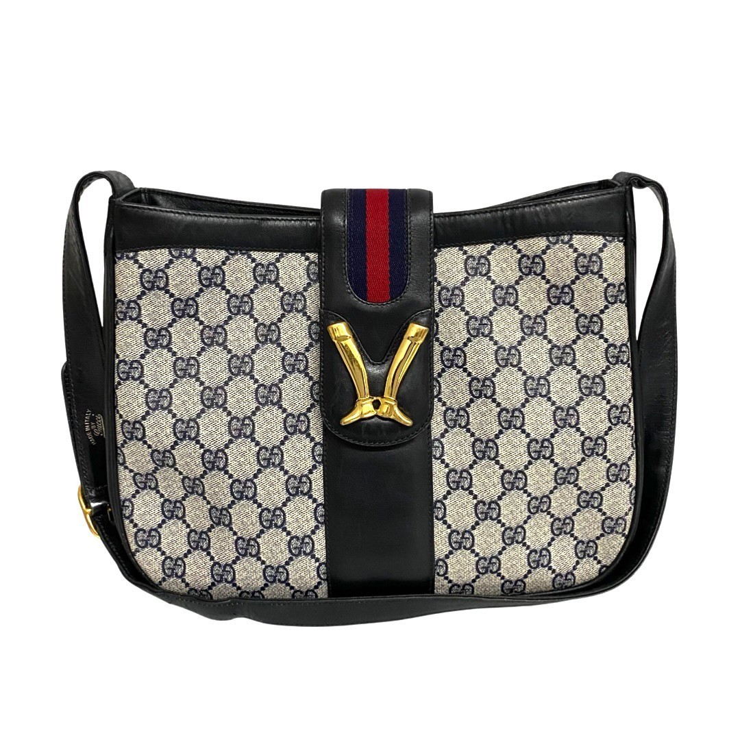 ヤフオク! -gucci オールドグッチ gg ショルダーバッグ ネイビーの中古
