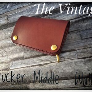 茶芯ブラックに変更可☆スリム&コンパクト◆ トラッカー ウォレット ミドル ◆The Vintage2025サドルレザー◆