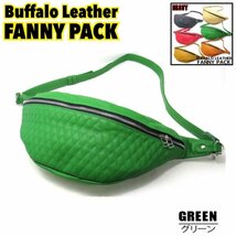 送料0 【HEAVY】 FANNY PACK ファニーパック ダイヤステッチ ボディバッグ リアルレザー バッファローレザー BODY BAG 牛革 GREEN グリーン_画像1