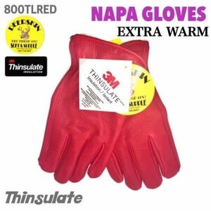 送料無料★ NAPA GLOVES ナパ 鹿革 冬用 シンサレート グローブ 800TL RED-M 赤 レッド EXTRA WARM 裏地付 ディアスキン 3M社 Thinsulate