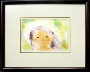 『みどりの風の中の少女』 いわさきちひろ・児童画・ポストカード（複製印刷）