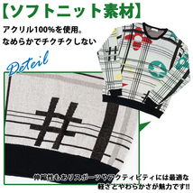 モノグラム モチーフ ロゴ 総柄 ゴルフ ニット マルチ/XL GOLF メンズ セーター 伸縮 カジュアル スポーツ クルーネック ジャガード_画像6