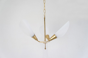  French Mid-century Vintage 3 light chandelier /1950s/fif tea z/ Vintage lamp / lighting / import / Roo site / Gold 