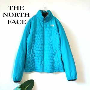 the north face ライトダウンジャケットワンポイントロゴ 刺繍 S フルジップ 水色 レディース 防寒 キャンプ 