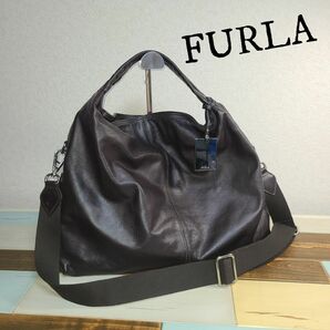 FURLA　フルラ　2wayバッグ　レザー　茶