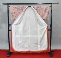 【桜庭呉服店】小紋 着物 桃色 花 おしゃれ 芝文 身丈154cm 裄丈64cm　★ kb-2744_画像7