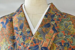 【桜庭呉服店】小紋 着物 花 花唐草文 モダン おしゃれ 身丈156.5cm 裄丈64.5cm　★ kb-2638