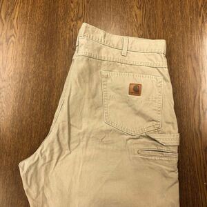 【EA164】Carhartt W44 L32 大きいサイズ ビッグサイズ ペインターパンツ ワークパンツ ベージュ ブランド古着 カーハート 送料無料