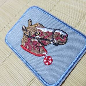 茶灰 馬顔◆新品未使用 ホース 馬 競馬 HORSE 刺繍ワッペン ■乗馬 ミリタリー 筋トレ 仲間 ◇激シブ■衣類・洋服・衣類DIY