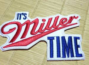 白赤青　英語◆新品ミラータイム　アメリカIt's Miller Time Mitch Miller　Beer刺繍ワッペンDIY激渋◆サバゲー・ミリタリー・ファッション