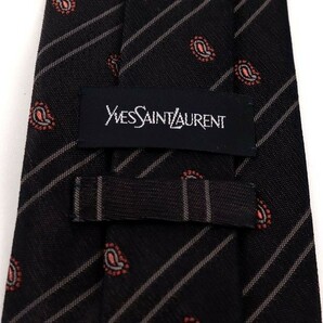 イヴサンローラン ストライプ柄 ペイズリー柄 シルク 高級 YSL ブランド ネクタイ メンズ ネイビー系 Yves Saint Laurent YSLの画像3