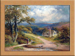 村の風景画 A4 イギリス, 絵画, 油彩, 自然、風景画