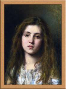 少女の肖像画 A4 ロシア, 絵画, 油彩, 人物画