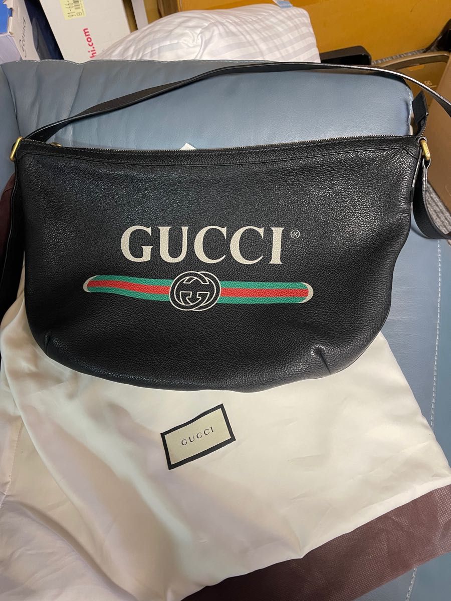 GUCCI グッチ ショルダー バッグ サコッシュ ナイロン × レザー