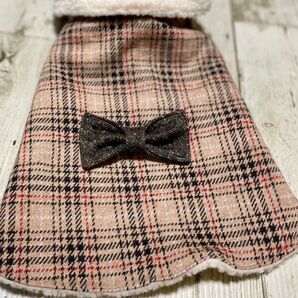 簡単コート大(タータンチェック×アルパカボア)