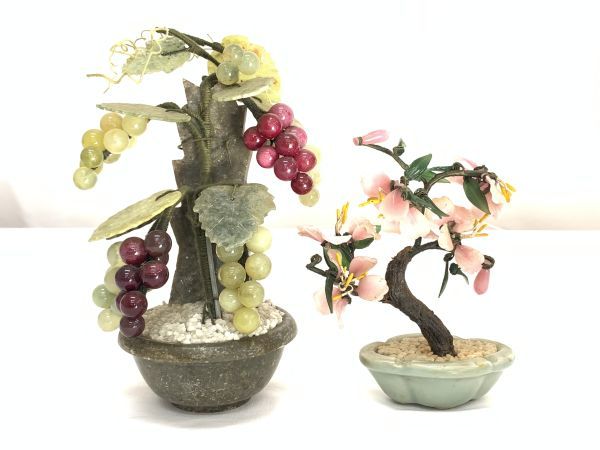 天然玉石盆栽 彫刻 天然石葡萄 ブトウ インテリア 【SALE/37%OFF