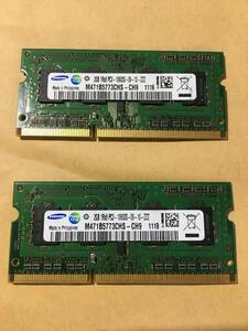 SAMSUNG 2枚セット PC3-10600S/DDR3-1333 204Pin DDR3 4GB(2GB x2) 動作品