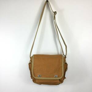  confidence Saburou canvas shoulder bag flap four angle Camel 