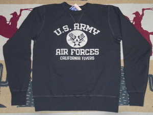 22 東洋 バズリクソンズ BR69115 119 ブラック M スウェット U.S. ARMY AIR FORCES ひび割れプリント