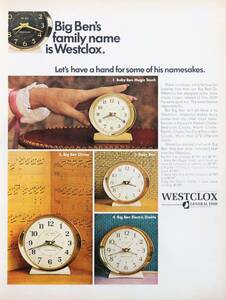 WESTCLOX ウェストクロックス BigBen BabyBen 広告 1960年代 欧米 雑誌広告 ビンテージ ポスター風 インテリア LIFE アメリカ