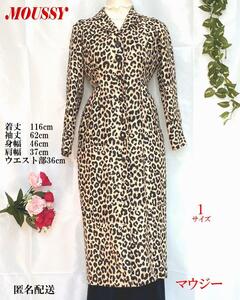  Moussy lady's Leopard long coat No1394