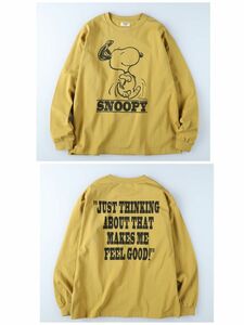 新品ライトオン×スヌーピーＳＮＯＯＰＹ両プリロンＴＭイエロー　ユニセックス　 ビンテージ ロックTシャツ