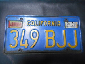 アメリカ　カリフォルニア　ナンバー　プレート　１枚　３０年以上前の貴重品　青（３４）　ノスタルジック　コレクション　アメ車等