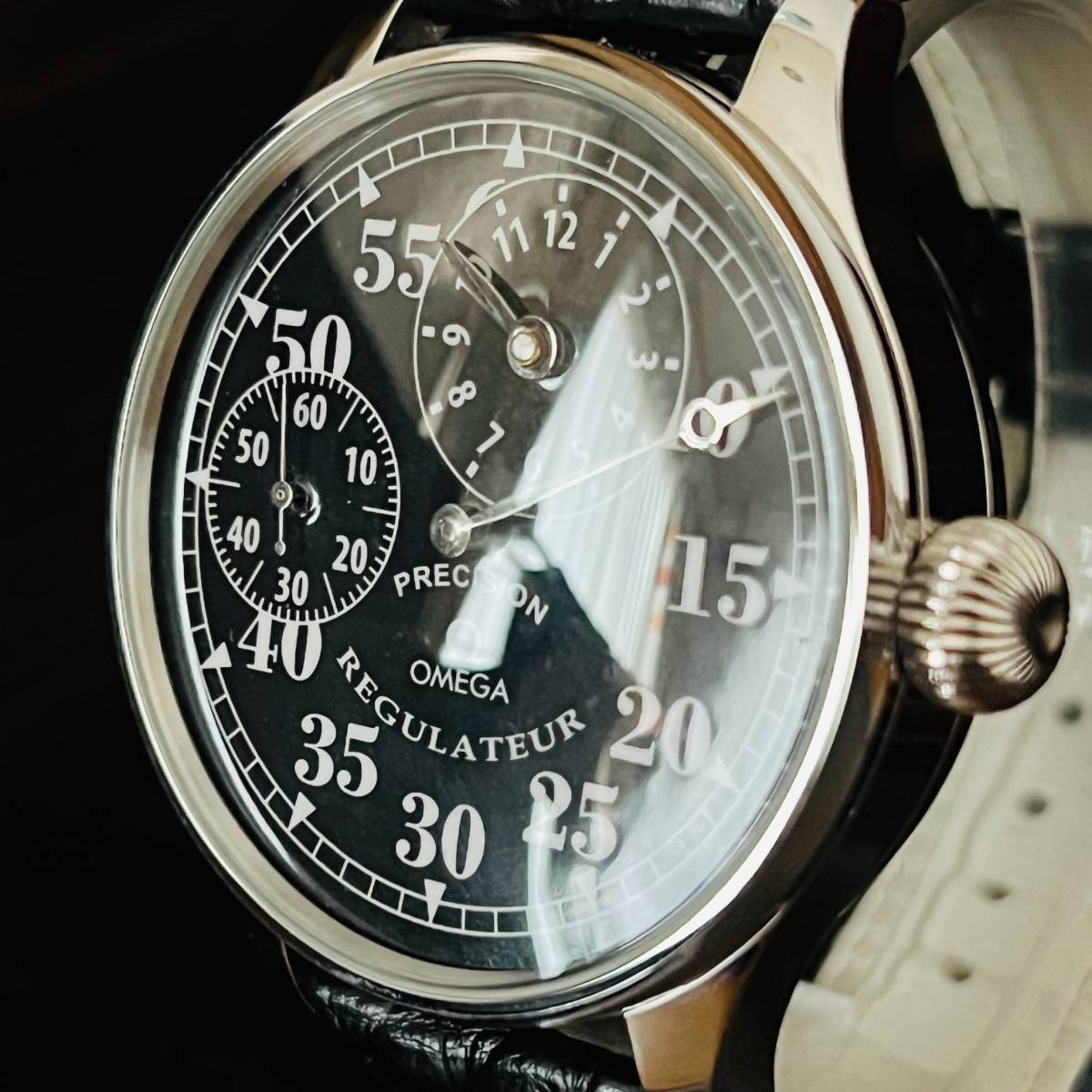 オメガ OMEGA レギュレーター 動作良好 1921年 黒文字盤 15石