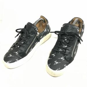 【ジュゼッペザノッティ】本物 GIUSEPPE ZANOTTI 靴 25cm ロゴ総柄 スニーカー カジュアルシューズ レザー×PVC メンズ イタリア製 40