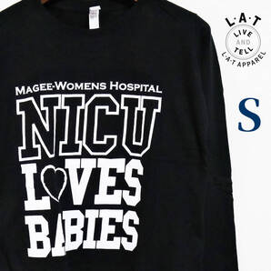 L・A・T 新生児集中治療管理室 I LOVE BABIES プリント ロングスリープTシャツ S ブラック