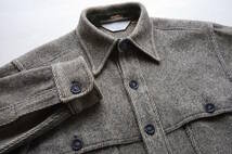 1970s ヴィンテージ Woolrich ケープコート型ウールシャツジャケット L 白黒 斜めストライプ ウールリッチ ダブルマッキーノ CPO USA 古着_画像5