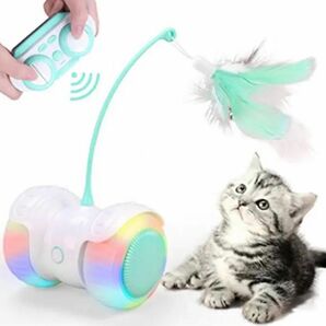 REMOKING 猫 おもちゃ 天然鳥の羽棒鈴付き 電動式