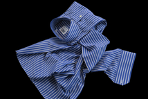 ★イタリアシャツ DANROMA ワイドカラーRIGA BLU DAN_835　くっきりブルーに白くストライプ ネイビースーツに完璧なコーデ！　M 39-89_画像8