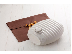 レトロな陶器 湯たんぽ (　白　) 美濃焼　袋付き　北海道も送料無料　新品日本製