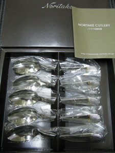  Noritake /Noritake* gold paint tea spoon 5ps.@* stainless steel * unused storage goods ③