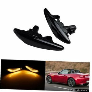 マツダ6GHMX-5ミアータロードスターND 2x Black Lens Amber LED Side Repeater Light For Mazda 6 GH MX-5 Miata Roadster ND