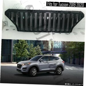 フロントグリルラジエーターグリルはヒュンダイツーソン20192020に適合ABSグリルグルージーブラック Front grille radiator grille fits f