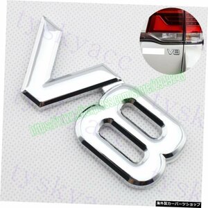 3DクロームメタルカーフェンダートリムデカールステッカーV8ロゴバッジエンブレムアクセサリー 3D Chrome Metal Car Fender Trim Decal St