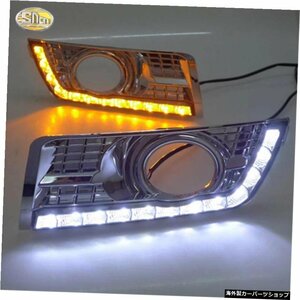 キャデラックSRX用SNCNLEDデイタイムランニングライト201220132014 LED DRL、イエローターニングライトクロームフォグランプカバー SNCN L